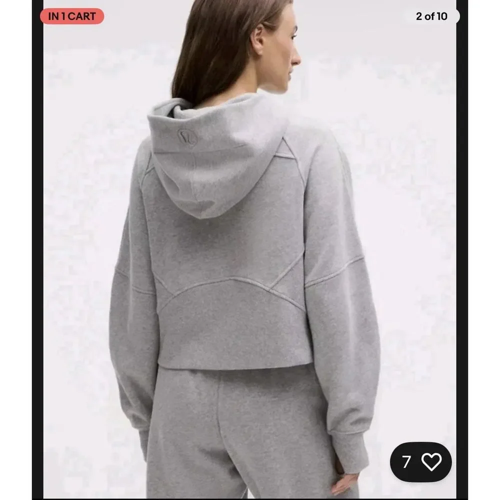 Lululemon LW3DUSS Light Heather Grey Scuba Oversized Half-Zip L/S Hoodie Sz XS